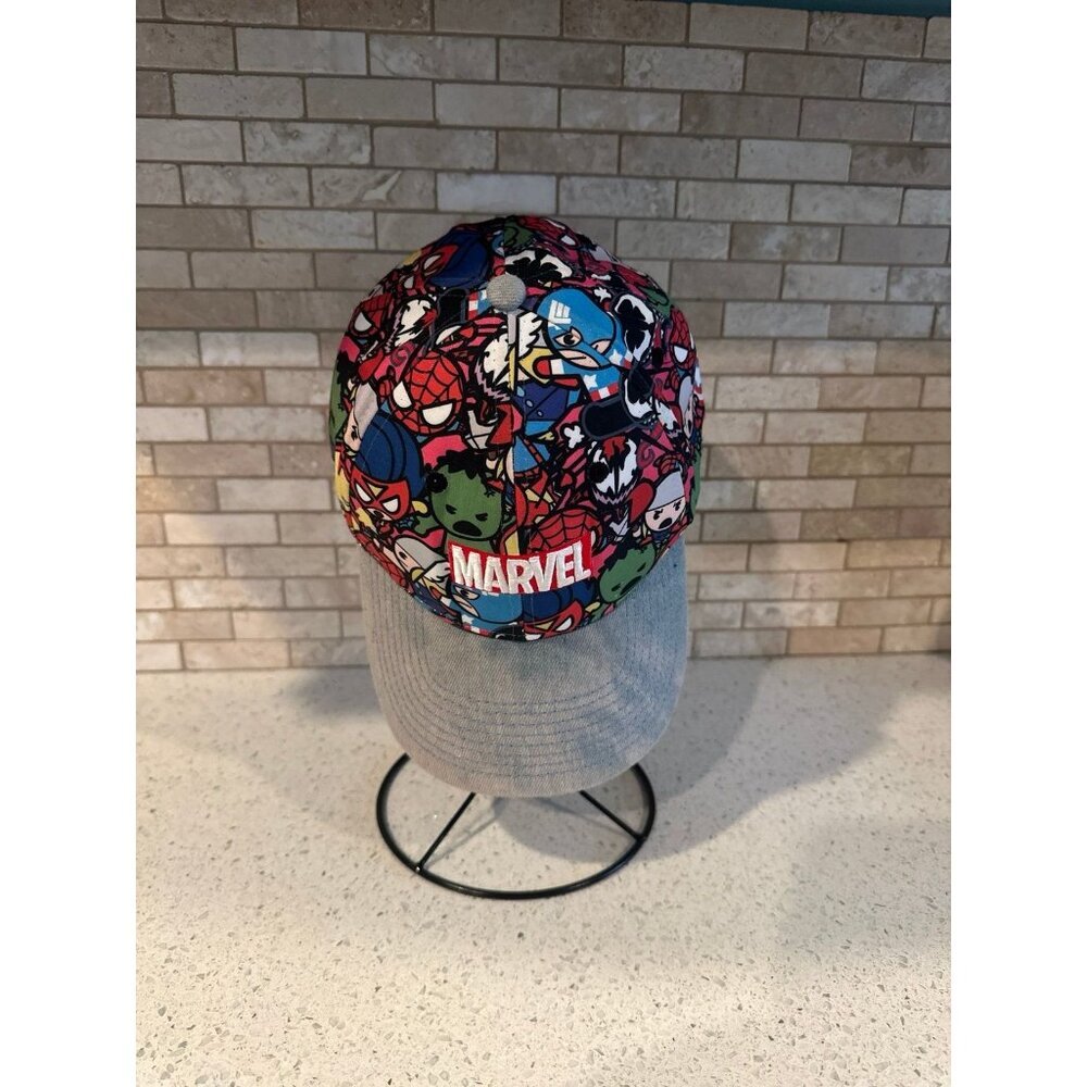 Marvel Comics Super Heroes All Over Adjustable Hat‎ Kawaii Denim Bill
